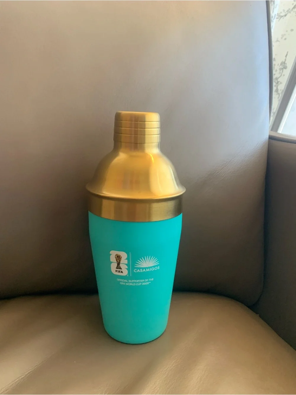 FIFA World Cup 2026 Turquoise and Gold Stainless Cocktail Shaker by Casa Amigos